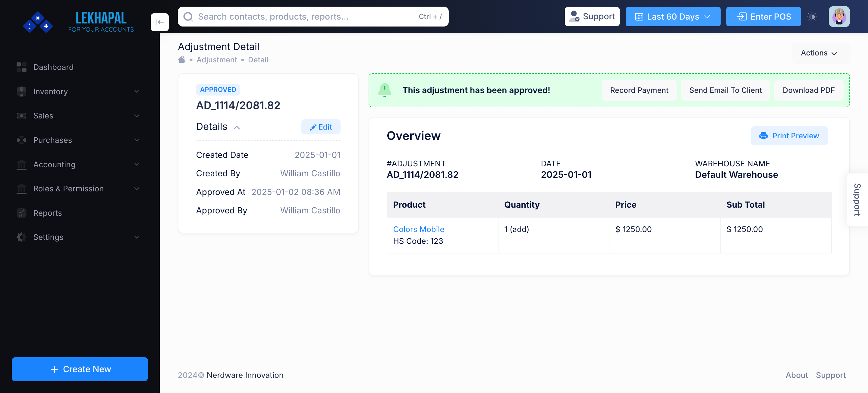 Detail_Adjustment Module Screenshot