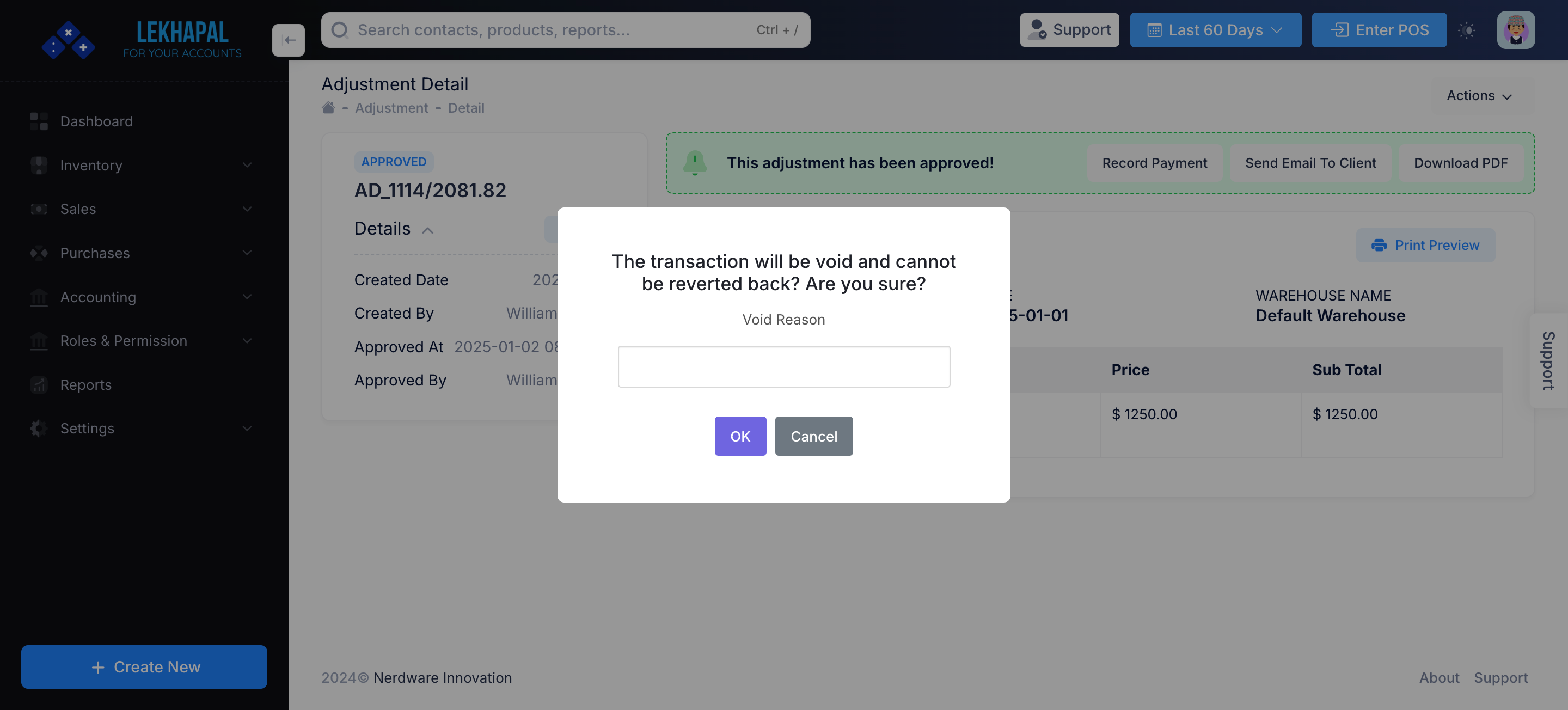 Detail_Adjustment Module Screenshot