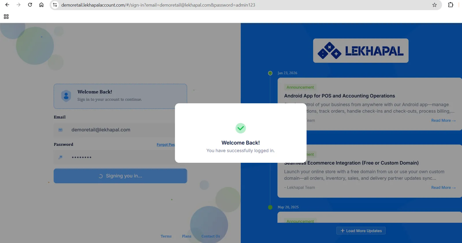 The Lekhapal sign-in screen.