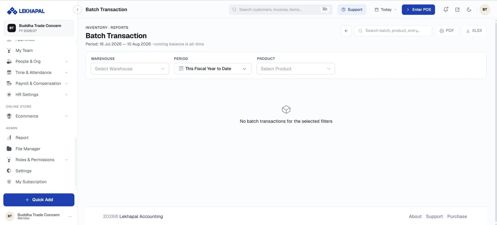 Batch Transaction History.