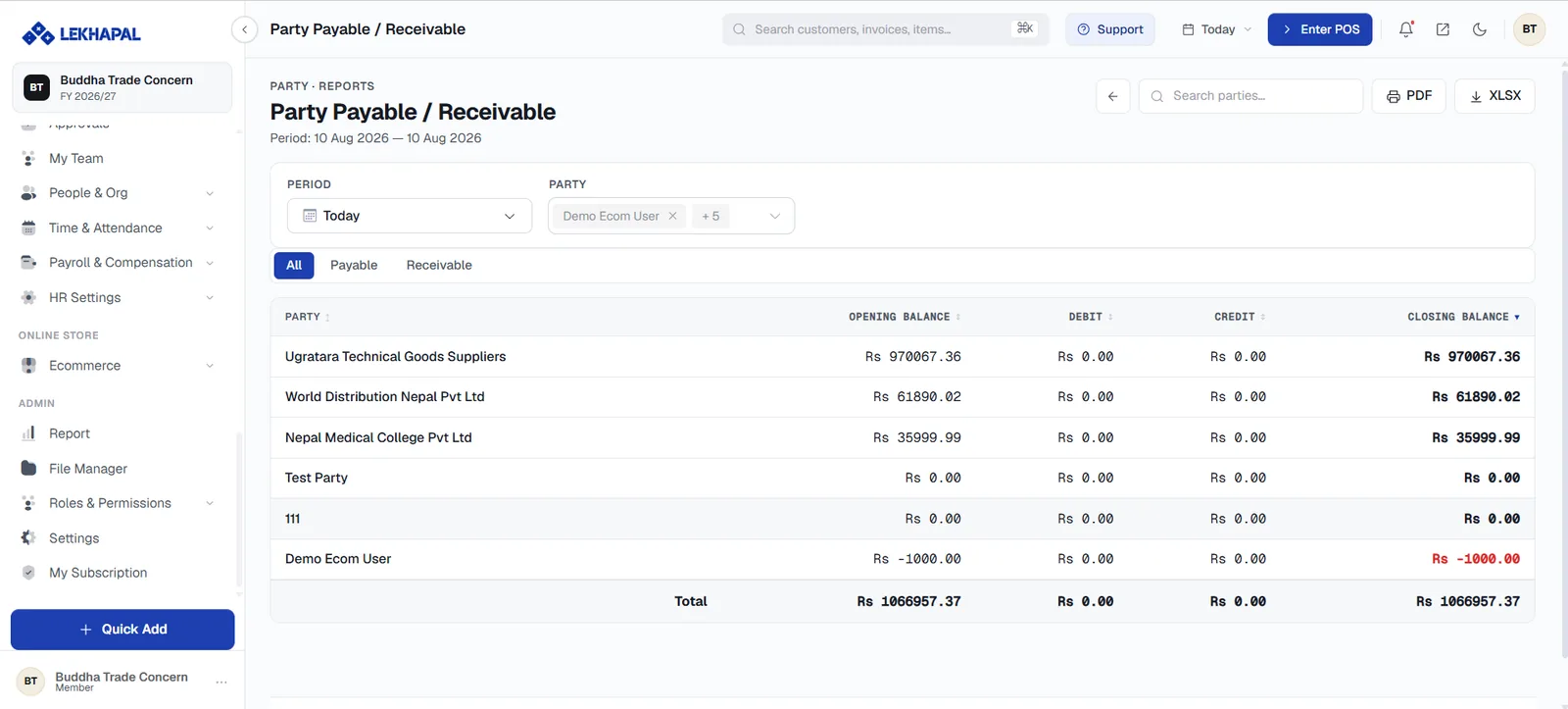 Party Payable / Receivable.