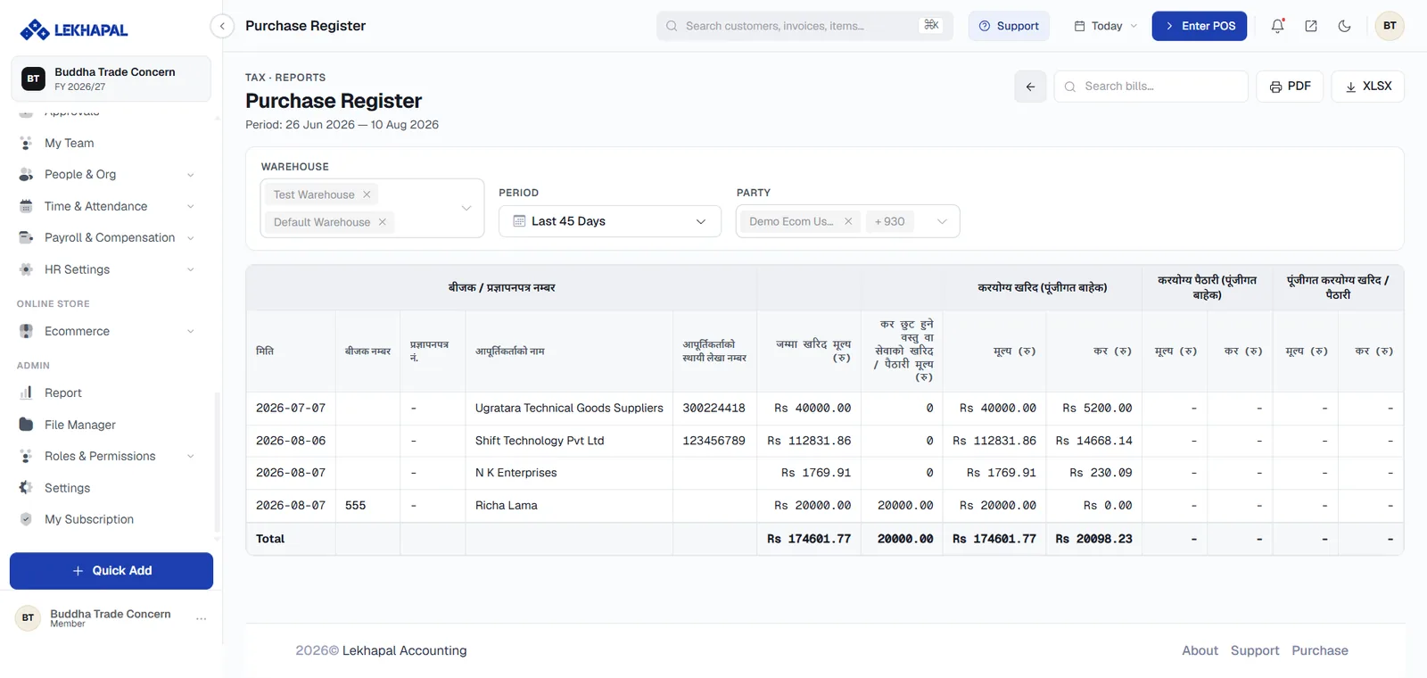 The Purchase Register.